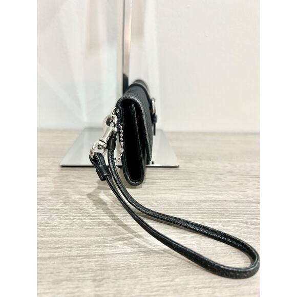 NWT Coach Small Canvas Logo Printed Wristlet Clutch Handbag Black - Picture 4 of 8